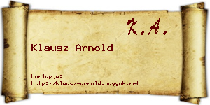 Klausz Arnold névjegykártya